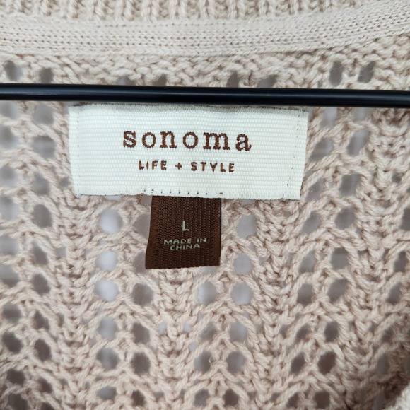 Light Tan Open Knit Sweater Vest Women Large Indie Grunge Goblin‎ Granola Earthy - Picture 5 of 8